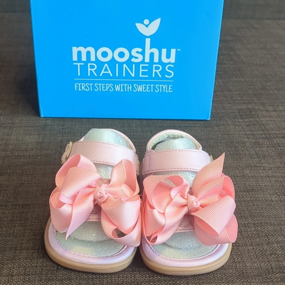 mooshu TRAINERS Essential Baby Girl Pink Bow Sandals
